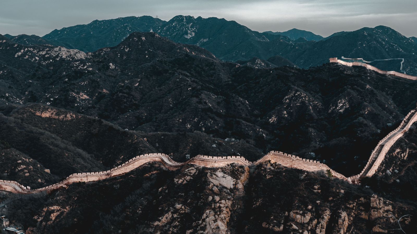 The Great Wall of China winding across the mountains near Beijing